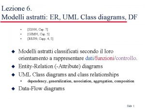 Lezione 6 Modelli astratti ER UML Class diagrams
