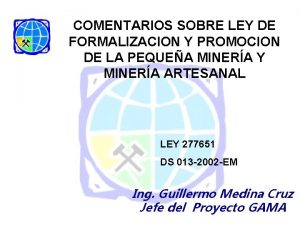 COMENTARIOS SOBRE LEY DE FORMALIZACION Y PROMOCION DE