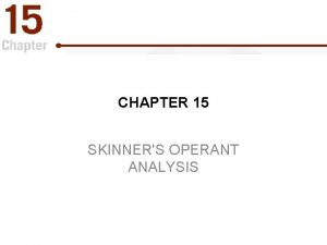 CHAPTER 15 SKINNERS OPERANT ANALYSIS Introduction Operant analysis