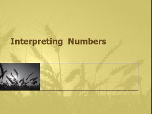 Interpreting Numbers Figure interpreting constitutes a highly difficult