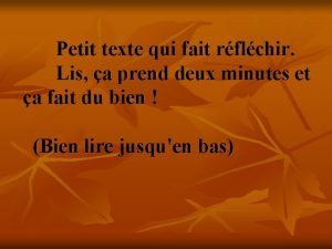 Petit texte qui fait rflchir Lis a prend