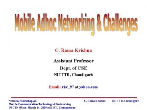 C Rama Krishna Assistant Professor Dept of CSE