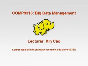 COMP 9313 Big Data Management Lecturer Xin Cao