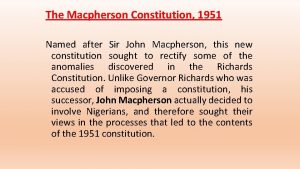 Macpherson constitution