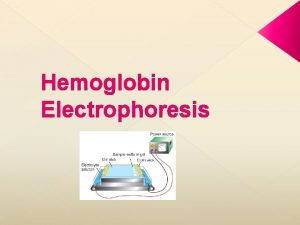 Hemoglobin Electrophoresis Electrophoresis is a means of separating