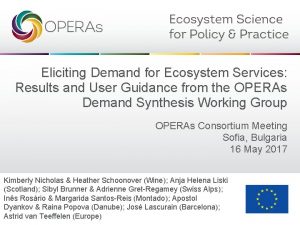 Eliciting Demand for Ecosystem Services Results and User