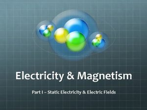 Electricity Magnetism Part I Static Electricity Electric Fields