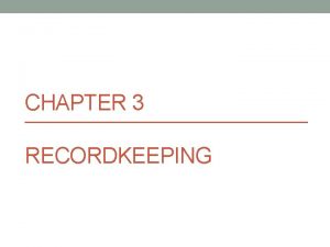 Chapter 3 recordkeeping