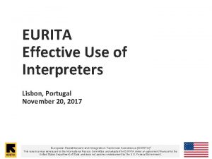 EURITA Effective Use of Interpreters Lisbon Portugal November