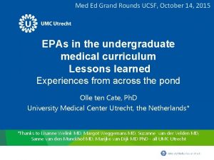 Med Ed Grand Rounds UCSF October 14 2015