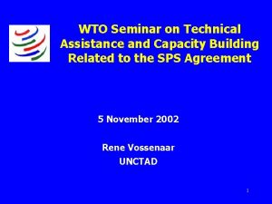 WTO Seminar on Technical Assistance and Capacity Building