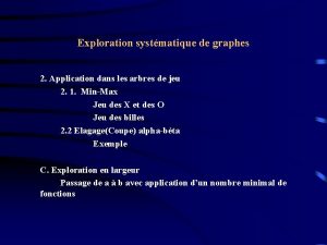 Exploration systmatique de graphes 2 Application dans les