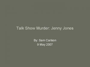 Talk Show Murder Jenny Jones By Sam Carlson
