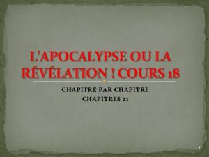 LAPOCALYPSE OU LA RVLATION COURS 18 CHAPITRE PAR