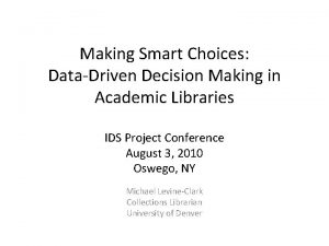 Making Smart Choices DataDriven Decision Making in Academic