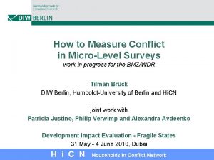 How to Measure Conflict in MicroLevel Surveys work