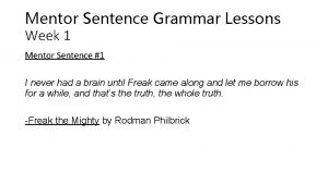 What is a mentor sentence