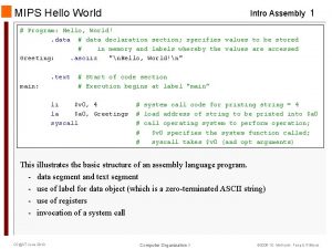 MIPS Hello World Intro Assembly 1 Program Hello