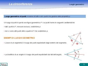 La circonferenza Luoghi geometrici Luogo geometrico di punti