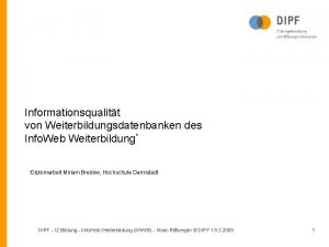 Informationsqualitt von Weiterbildungsdatenbanken des Info Web Weiterbildung Diplomarbeit