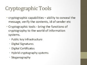 Cryptographic tools Cryptographic tools