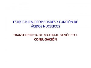 ESTRUCTURA PROPIEDADES Y FUNCIN DE CIDOS NUCLEICOS TRANSFERENCIA