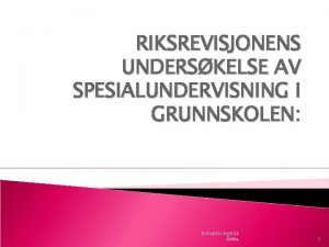 RIKSREVISJONENS UNDERSKELSE AV SPESIALUNDERVISNING I GRUNNSKOLEN DYSLEKSI NORGE