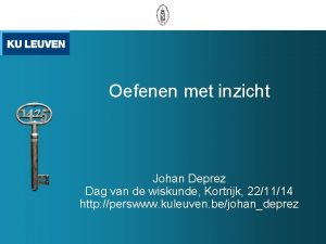 Oefenen met inzicht Johan Deprez Dag van de