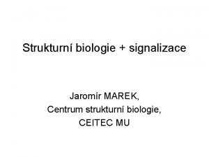 Strukturn biologie signalizace Jaromr MAREK Centrum strukturn biologie
