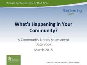 Whats Happening in Your Community A Community Needs