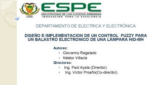 DEPARTAMENTO DE ELECTRICA Y ELECTRNICA DISEO E IMPLEMENTACION