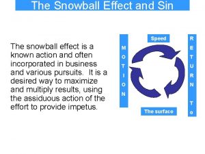 The Snowball Effect and Sin Speed The snowball