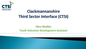 Clackmannanshire Third Sector Interface CTSI Alice Wadkin Youth