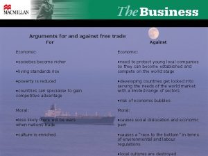 Arguments for and against free trade For Against