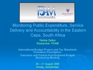 Monitoring Public Expenditure Service Delivery and Accountability in