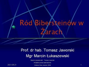 Rd Bibersteinw w arach Prof dr hab Tomasz