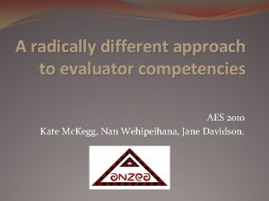 A radically different approach to evaluator competencies AES