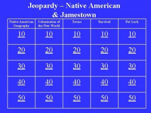 Jamestown jeopardy