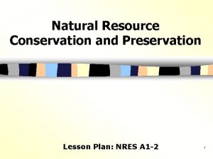 Lesson plan on conservation of natural resources