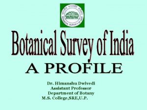 Dr Himanshu Dwivedi Assistant Professor Department of Botany