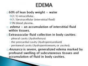 EDEMA 60 of lean body weight water 23