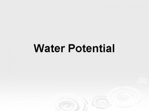 Water Potential Plants water potential Plants can use