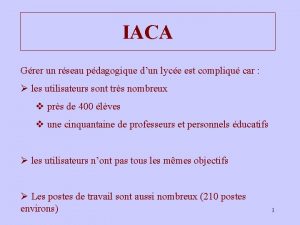 IACA Grer un rseau pdagogique dun lyce est