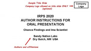 Sample Title Slide Company Logo allowed on title Sample Title Slide Company Logo allowed on title