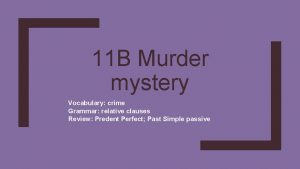 Murder mystery vocabulary