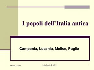 I popoli dellItalia antica Campania Lucania Molise Puglia