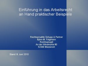 Einfhrung in das Arbeitsrecht an Hand praktischer Beispiele