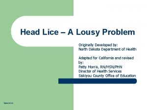 Head Lice A Lousy Problem Originally Developed by