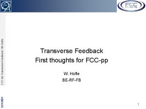 FCChh Transverse Feedback W Hofle 5212021 Transverse Feedback