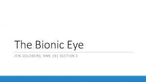 The Bionic Eye JON GOLDBERG BME 181 SECTION